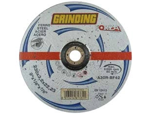 DISCHI DA TAGLIO E SGROSSO CENTRO DEPRESSO PER FERRO FORZA Ø MM.230- - ø mm.230x3,2 foro 22,2 da taglio per ferro - 25 pezzi GRINDING