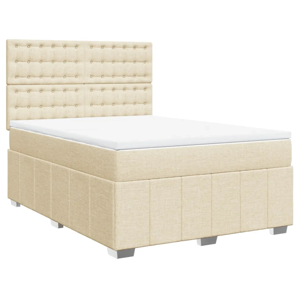 Giroletto a Molle con Materasso Crema 160x200 cm in Tessuto 3294038