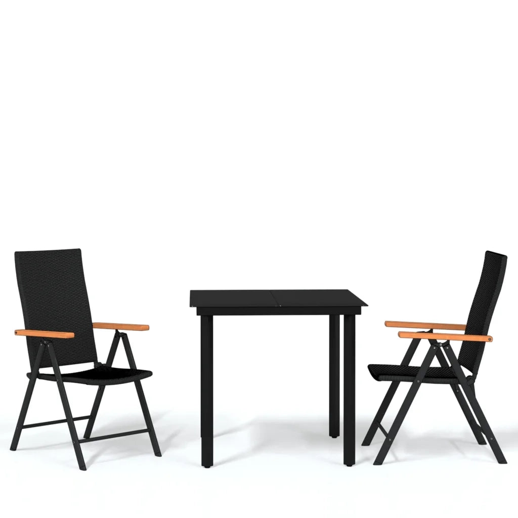 Set Mobili da Pranzo per Giardino 3 pz Nero cod mxl 35546