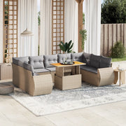 Set Divano da Giardino 10 pz con Cuscini Beige in Polyrattan 3272340