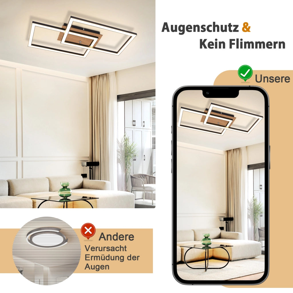 ZMH Lampada da soffitto plafoniera LED moderna 24W bianco caldo nero retrò per soggiorno cucina corridoio