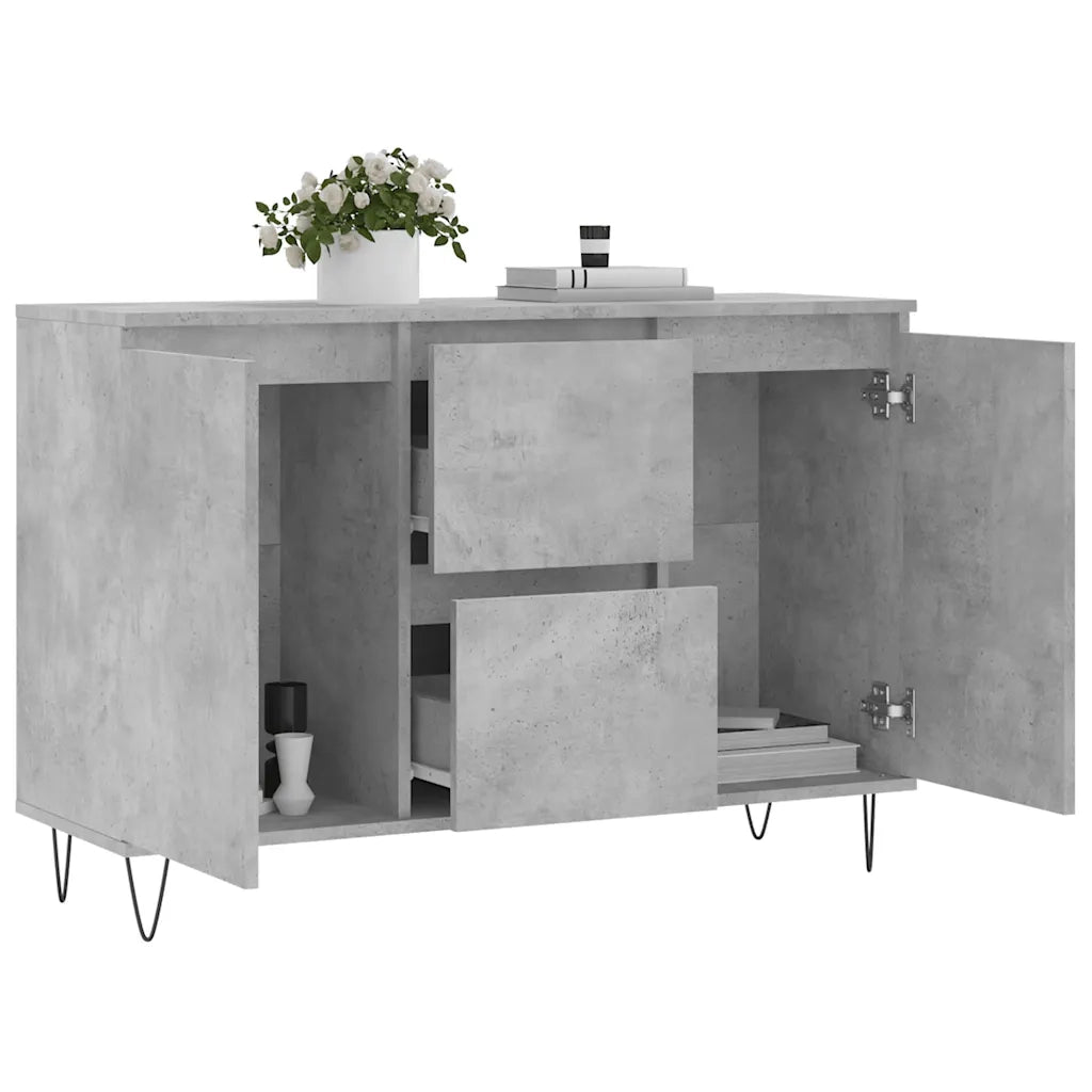 Credenza Grigio Cemento 101,5x35x70 cm in Legno Multistrato 827208