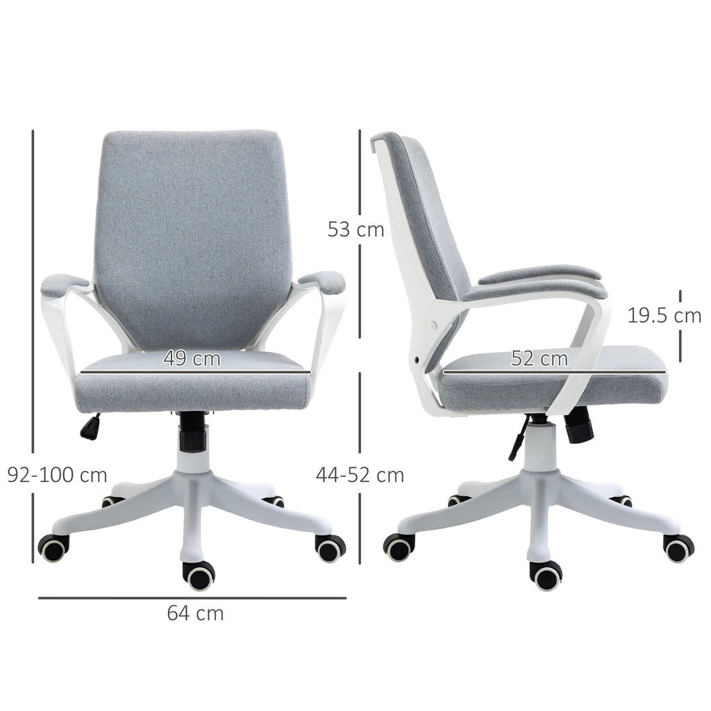 SEDIA DA UFFICIO ERGONOMICA CON ALTEZZA REGOLABILE E FUNZIONE DONDOLO 62L X 69P X 92-102A CM  GRIGIO