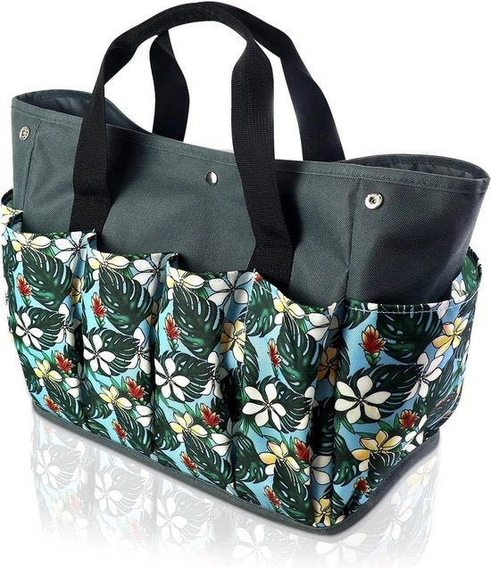 Tas multifunzionale per giardinaggio, con 10 contenitori, tas impermeabile 600D Oxford, organizzatore, tas per attrezzi da giardino, tas per attrezzi, contenitore per attrezzi