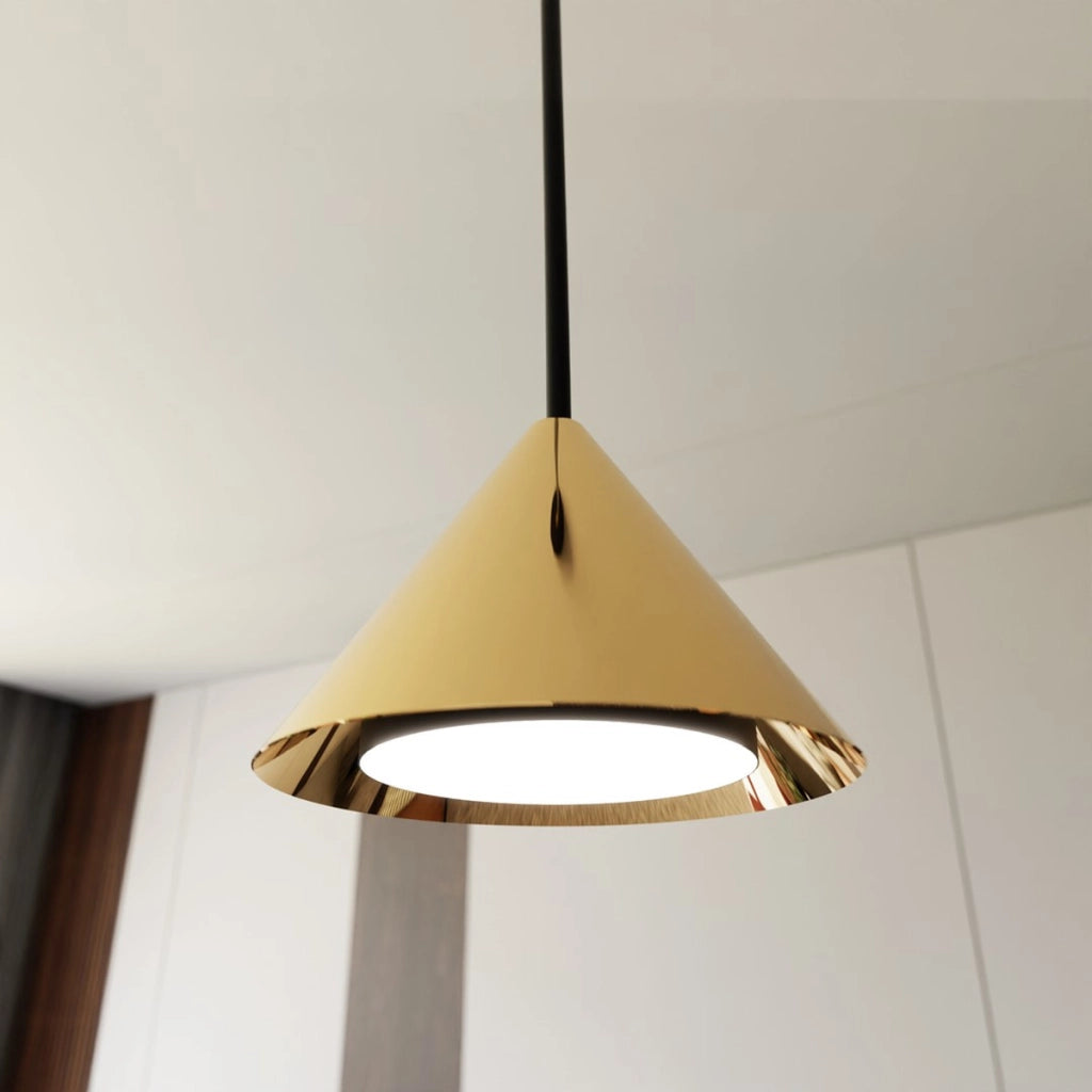 Lampada a sospensione Elit in acciaio nero opaco e oro