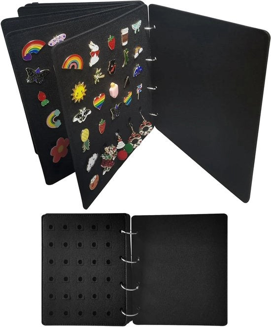 Organizzatore per Accessori di Orecchini, Collane e Anelli - Borsa Portatile per Viaggi - Display per Orecchini - Nero - 120 Fessure - Supporto per Opknoping - 10 x 8,4 cm