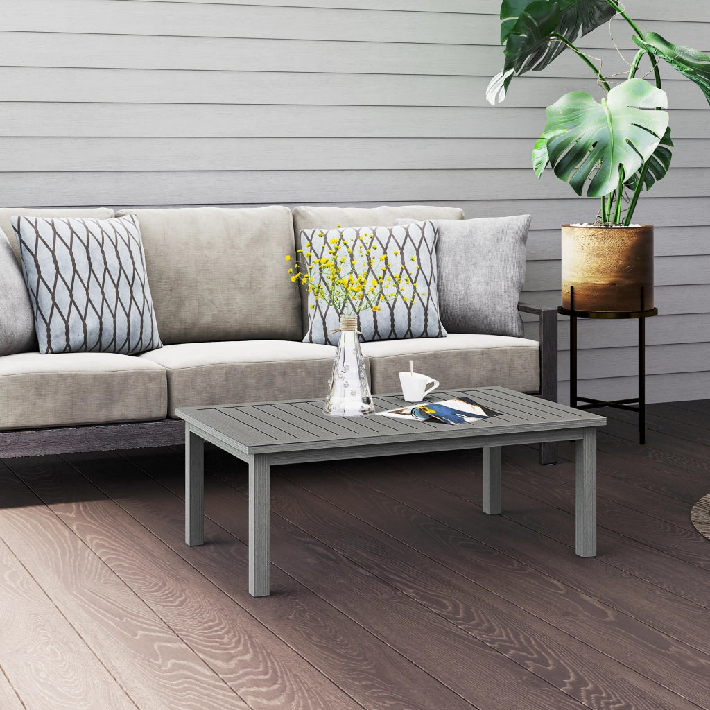Tavolino rettangolare con piano in legno ¨C zephmum ¨C 100x60x37 cm grigio