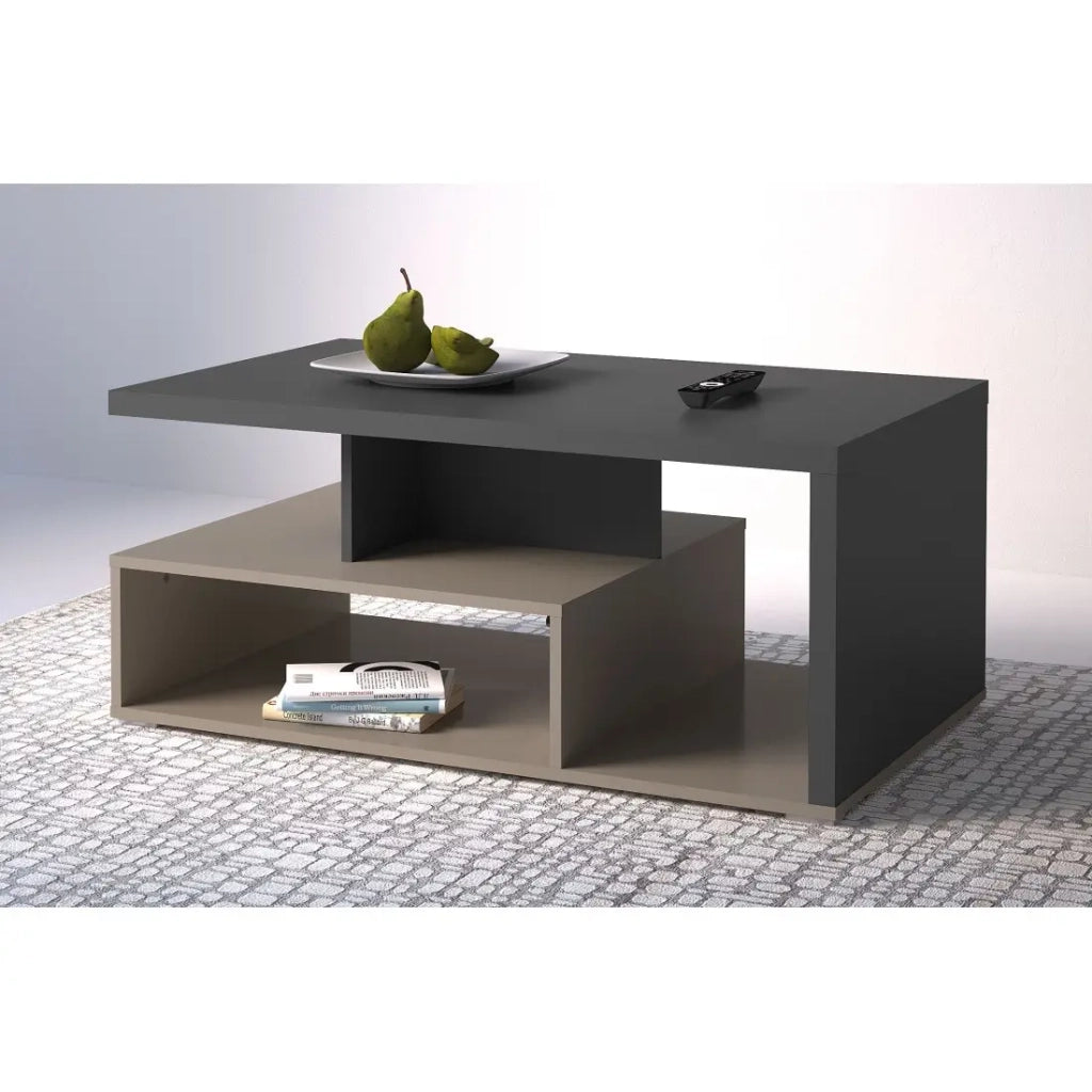 Tavolino basso NESS – Piano 100 x 60 cm – Finitura Congo e antracite – Design moderno