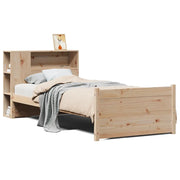 Letto singolo | Letto per adulti | Giroletto con Libreria senza Materasso 75x190 cm in Legno Pino