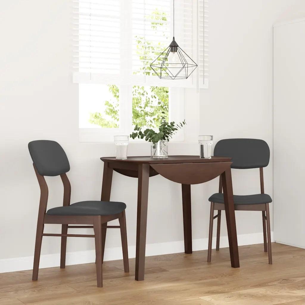 Sedie da Pranzo con Cuscini 2pz Marrone Legno Massello di Hevea