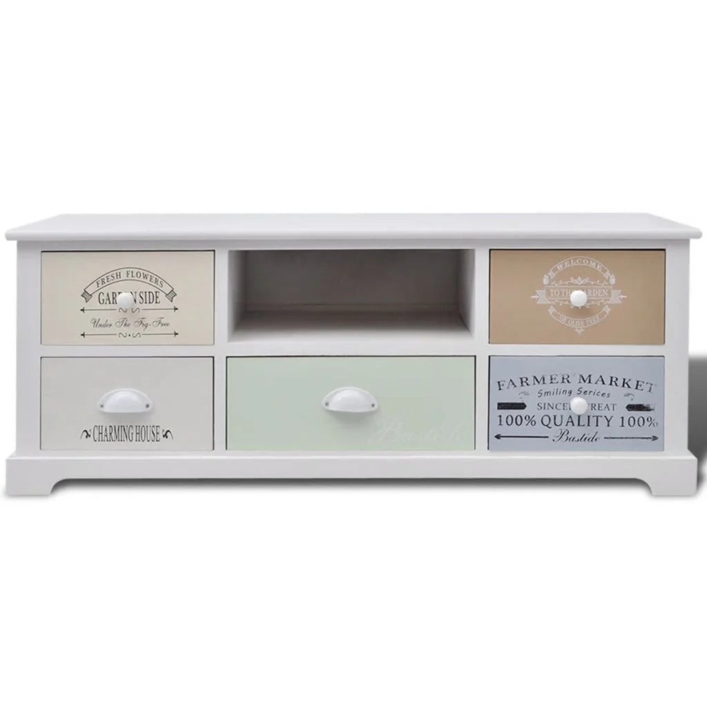 Pratica credenza porta TV di design in stile francese compensato bianco 2502188