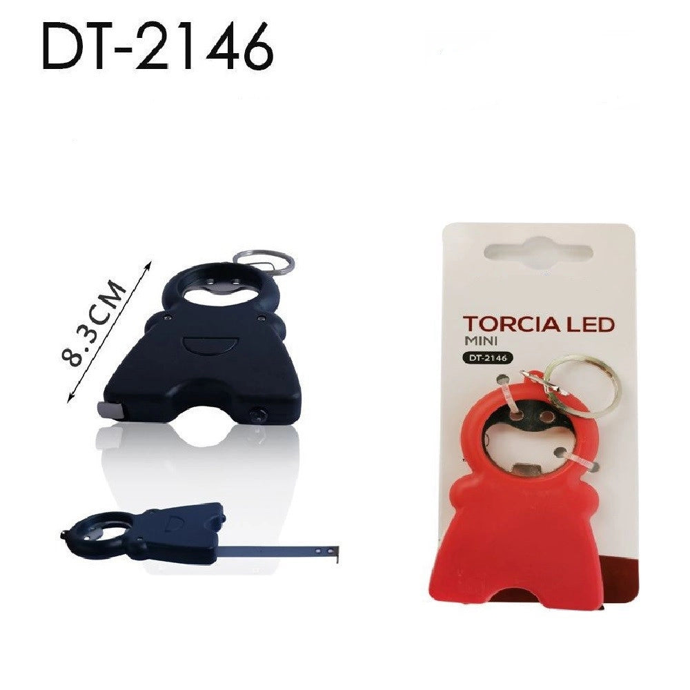 Trade Shop - Set 3pz Mini Torcia Led Portachiavi Omino Tascabile Apribottiglia Metro Dt-2146 -
