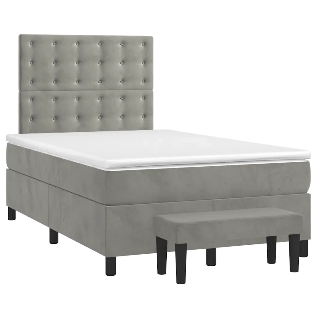 Giroletto a Molle con Materasso Grigio Chiaro 120x190cm Velluto