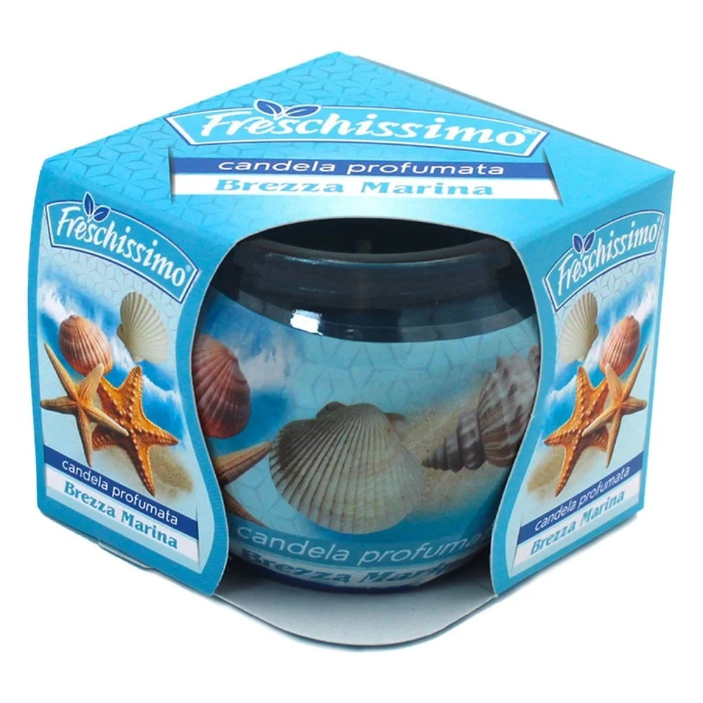 Trade Shop - Set 2pz Candela Profumata Alle Brezza Marina Vasetto Vetro Decorato Ambienti 85gr 473847 -