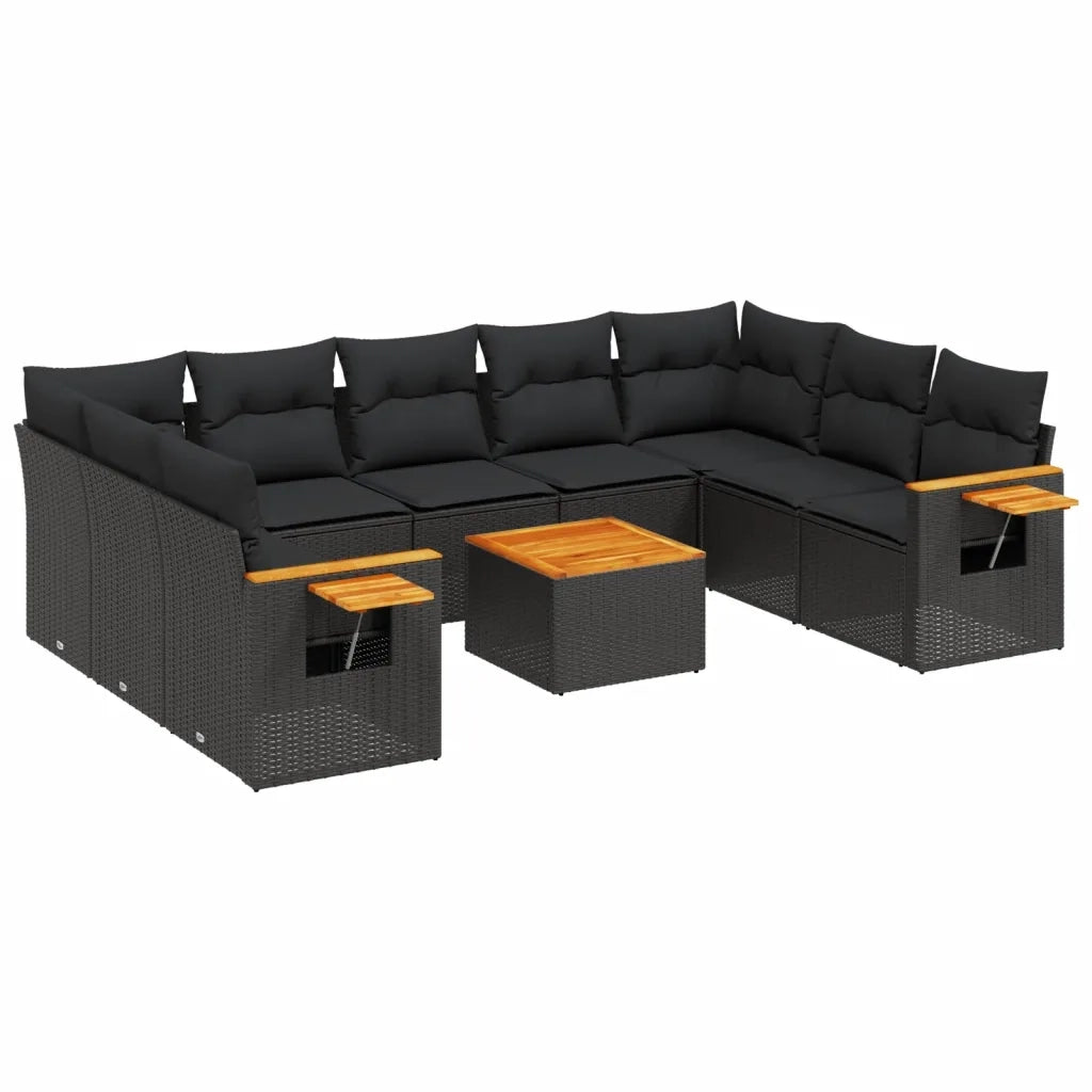 Set Divani da Giardino 10pz con Cuscini in Polyrattan Nerocod mxl 89809