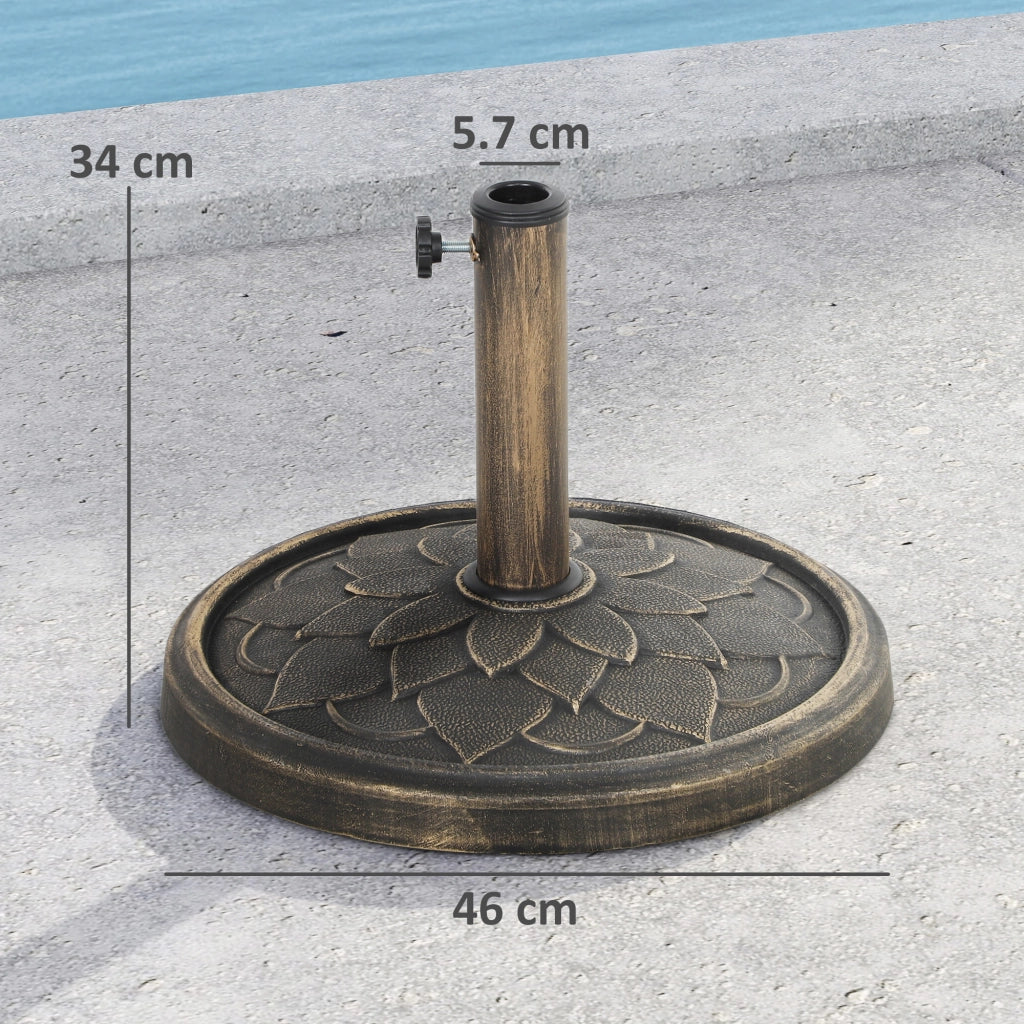 Base per Ombrellone da 12 kg con Manovella Integrata, in Resina, Metallo e Cemento, ?46x34 cm, Bronzo