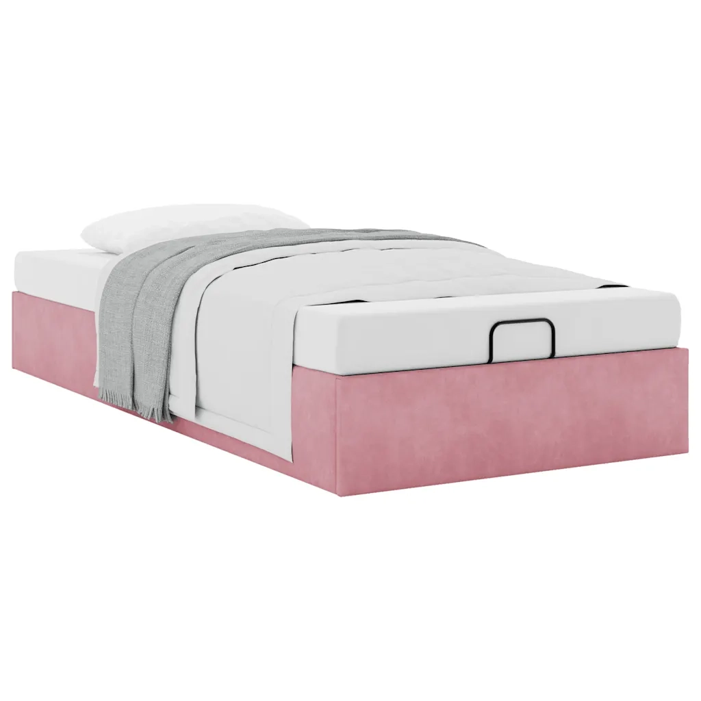 Struttura Letto Pouf Senza Materasso Rosa 90x190 cm Velluto