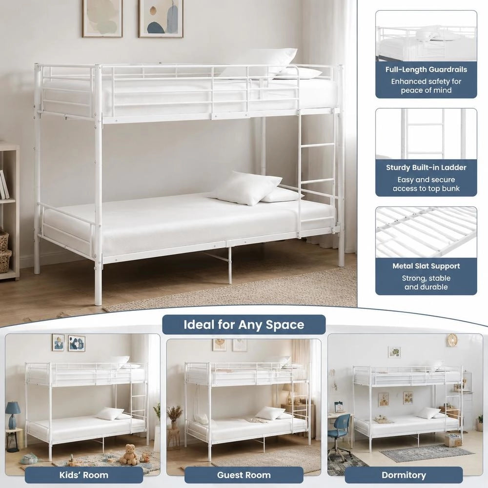 Bunk Bed White Metal 90x200 Cm