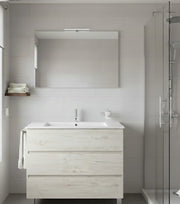 Mobile Bagno BALDER Già Montato 3 cassetti con piedini, lavabo e specchio Bianco nordico 70x45 cm