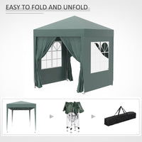 Gazebo Pieghevole 2x2m in Metallo e Poliestere Verde