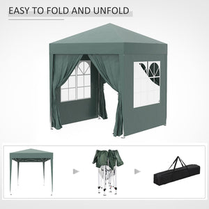 Gazebo Pieghevole 2x2m in Metallo e Poliestere Verde