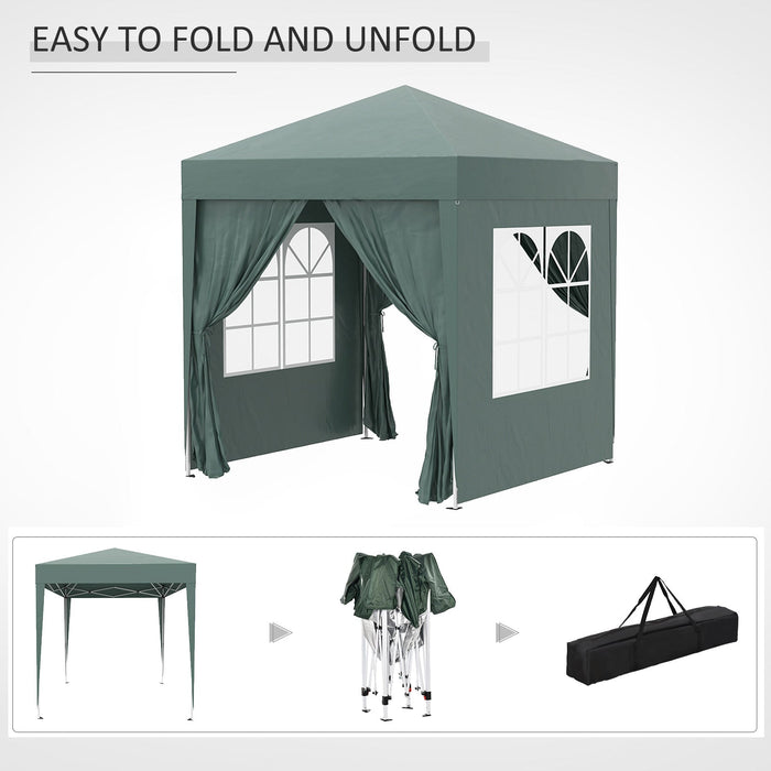Gazebo Pieghevole 2x2m in Metallo e Poliestere Verde