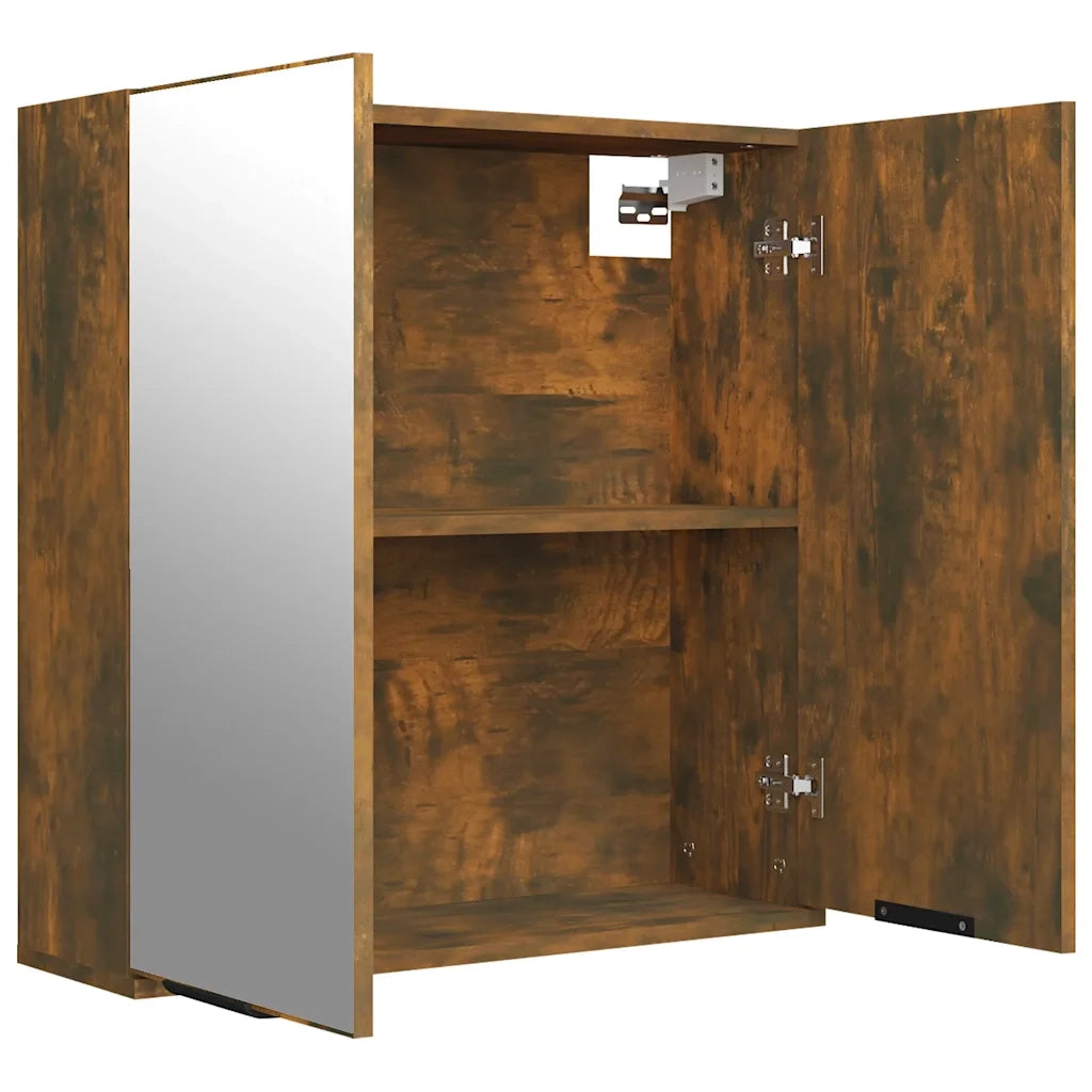 Armadietto a Specchio da Bagno Rovere Fumo 64x20x67 cm 817066