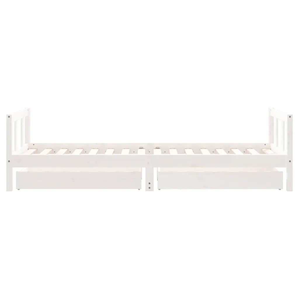 Giroletto Bambini con Cassetti Bianco 90x200cm Massello di Pino