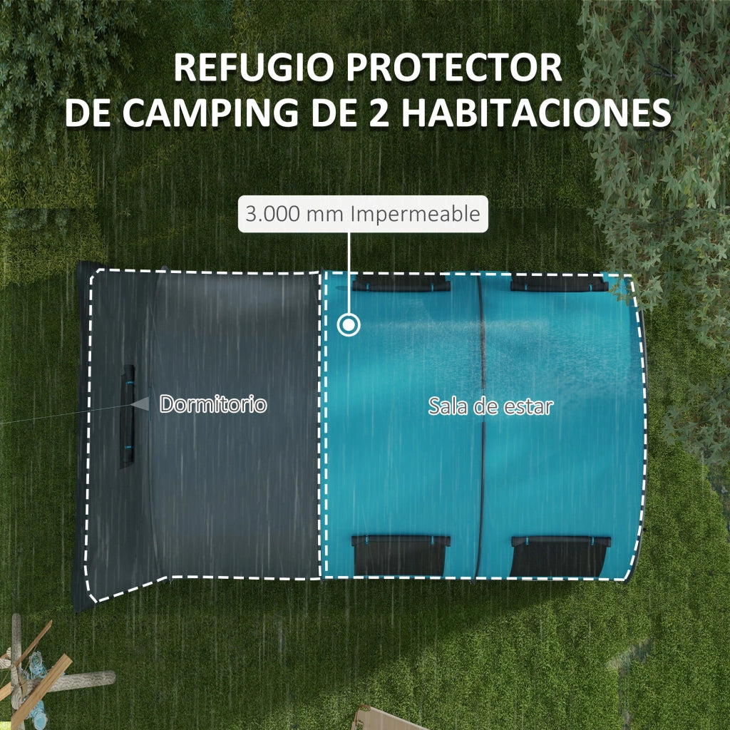 Tenda da campeggio pieghevole per 3 persone con 2 camere ¨C zephmum ¨C grigio 480x260x200 cm