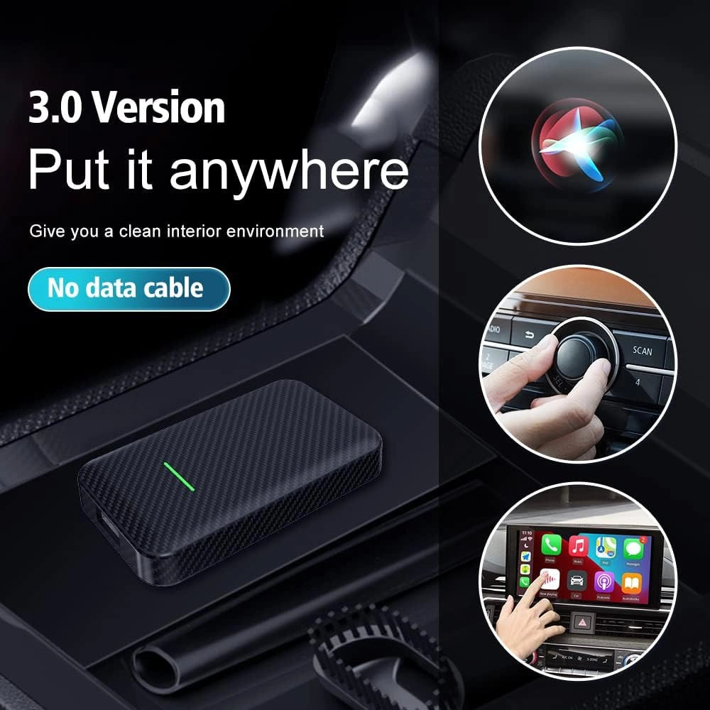Trade Shop - Adattatore Carplay Wireless Carlin 3.0 Auto Cavo Porta Chip 5g Controllo Vocale Siri -