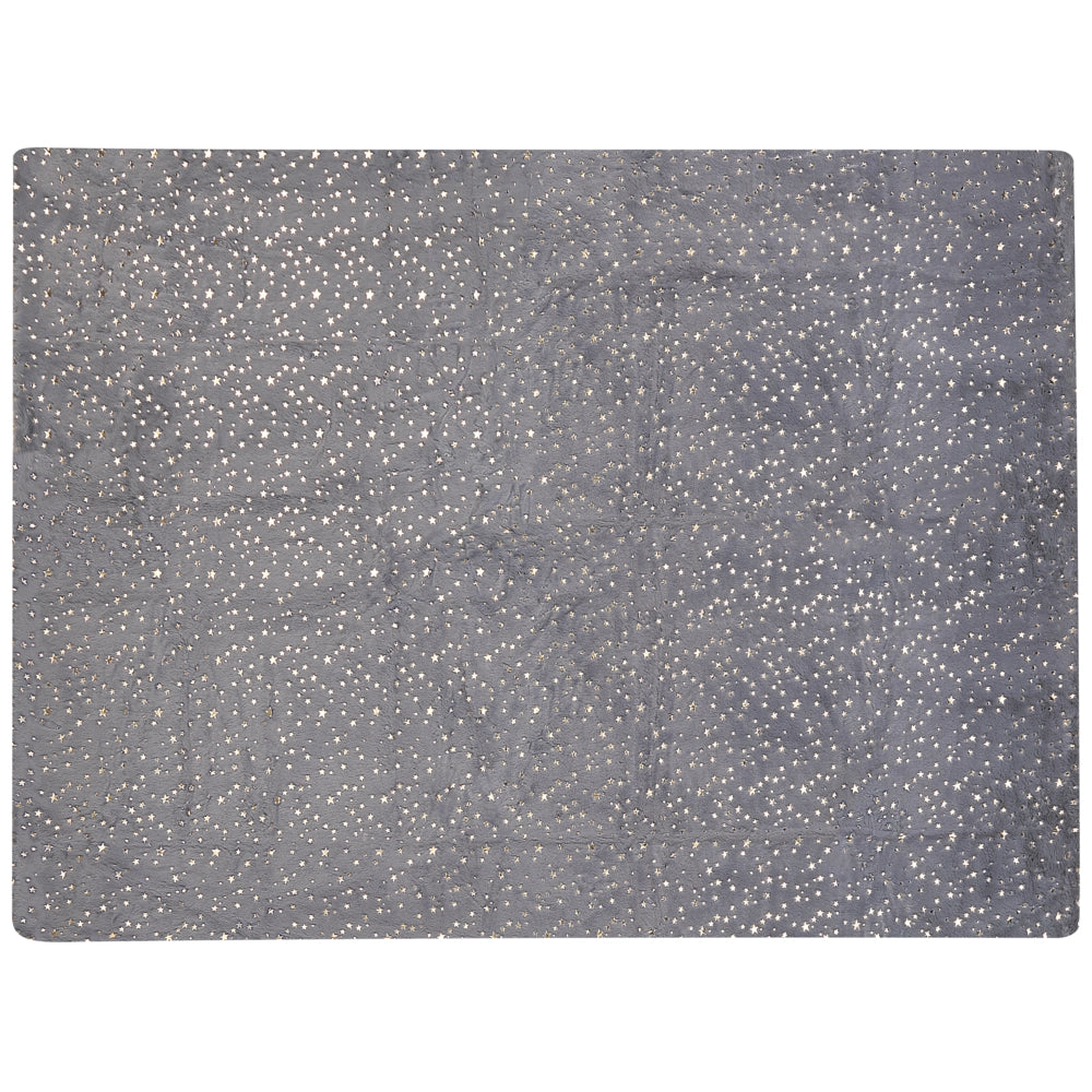 Coperta in poliestere grigio 150 x 200 cm copriletto plaid stelle dorato modello soggiorno camera da letto