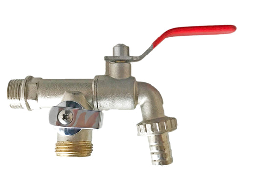 Rubinetto doppio attacco a sfera, per giardino, attacco standard 1/2