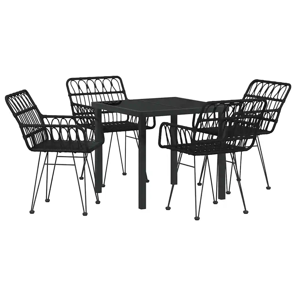 Set da Pranzo per Giardino 5 pcs Nero