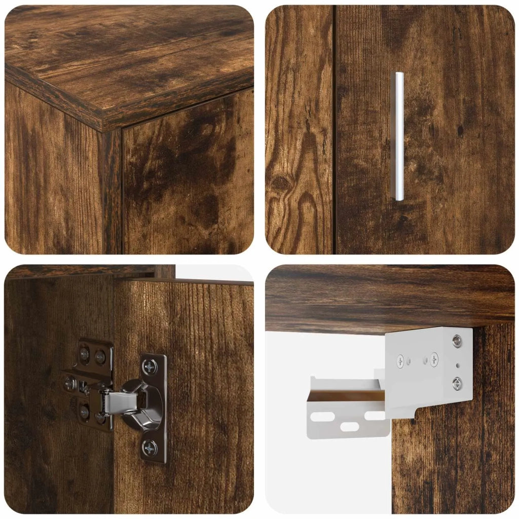 Set mobile TV 4 pz | Armadietto TV | Mobile Porta TV Rovo affumicato Legno multistrato