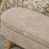 Panca Fondo Letto Imbottita con Vano Contenitore 110x40x43 cm Beige