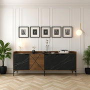 Madia Fay, Credenza 2 Ripiani, 180x35x79h cm Marrone Noce
