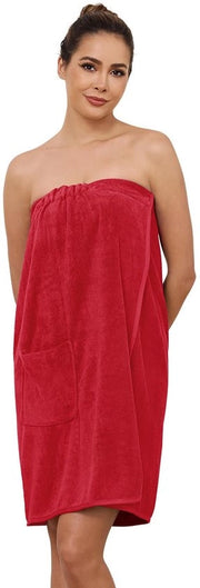 Badia da bagno donna lunga vita con chiusura a bottone - Badia da bagno leggera con chiusura regolabile e tasche laterali pratiche colore vino dimensione XL