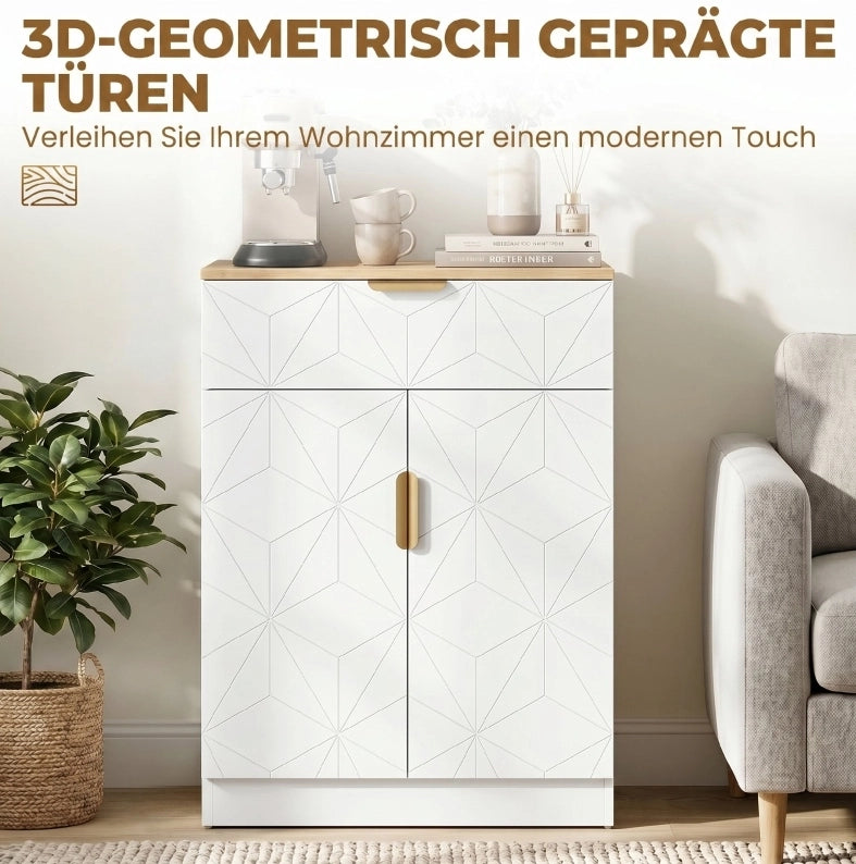 Sideboard moderno bianco con cassetto e ripiani regolabili 82x60x32 cm