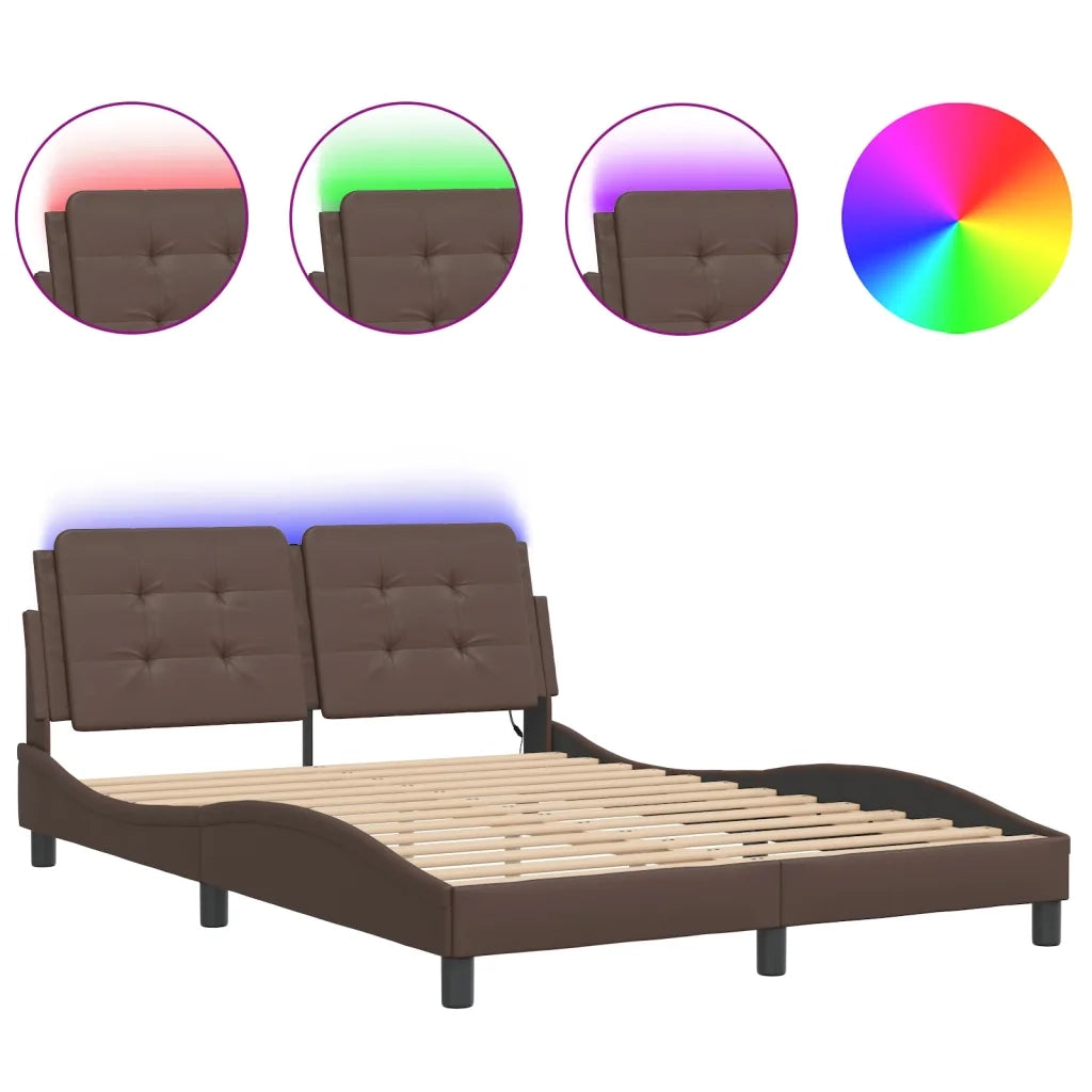 Giroletto con LED senza Materasso-Struttura Letto Zadar Marrone 120x200 cm