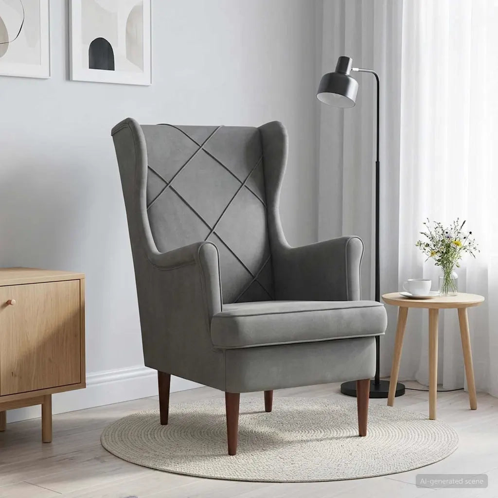 Poltrona-Divano Sedia-Poltroncina Grigio Scuro Velluto 738170