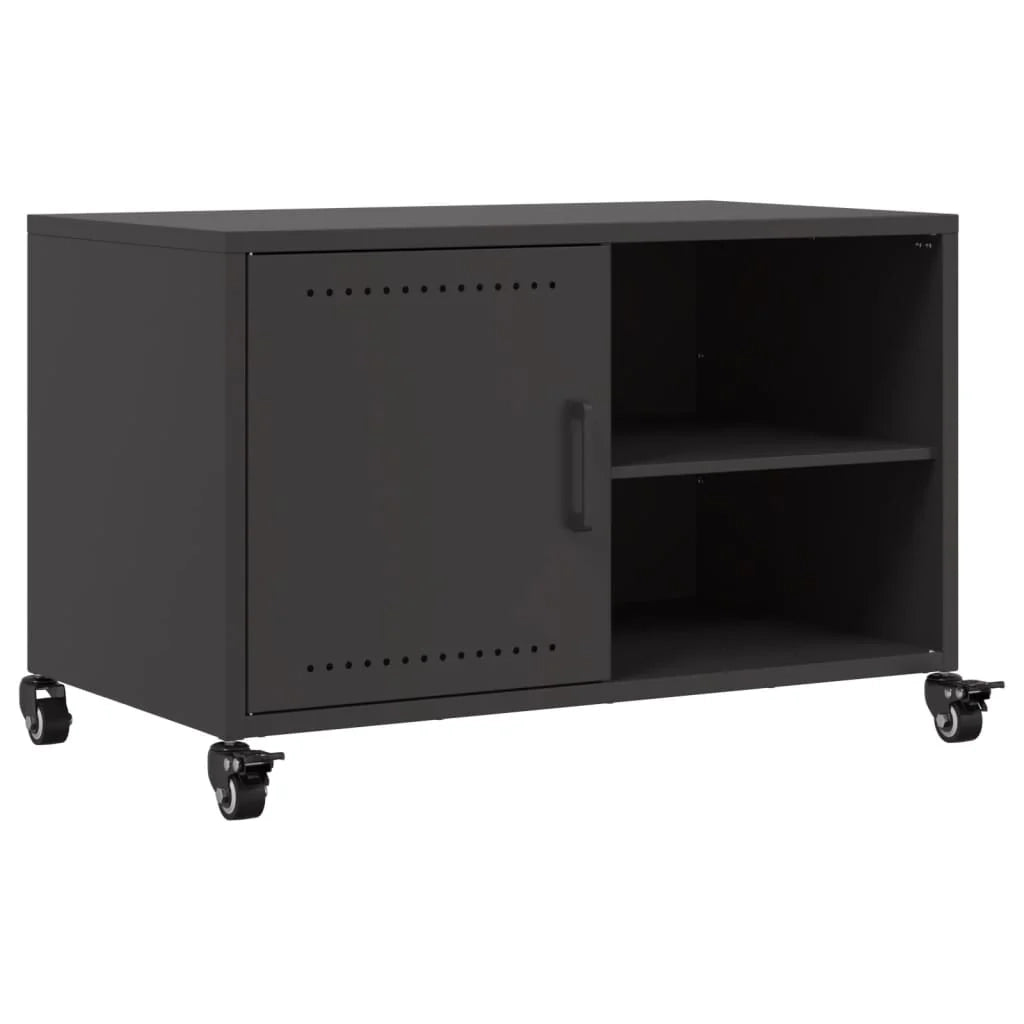 Mobile TV multimediale mensola TV credenza TV adatto per sala da pranzo soggiorno camera da letto 68 x 39 x 43,5 cm acciaio nero 02_0026151