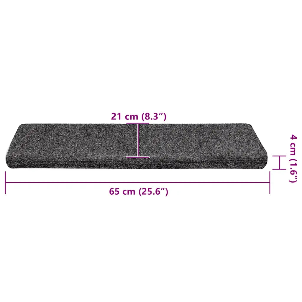 Tappetini per scale autoadesivi 30 pz 65x21x4 cm Grigio Scuro bordo rettangolare 3365692