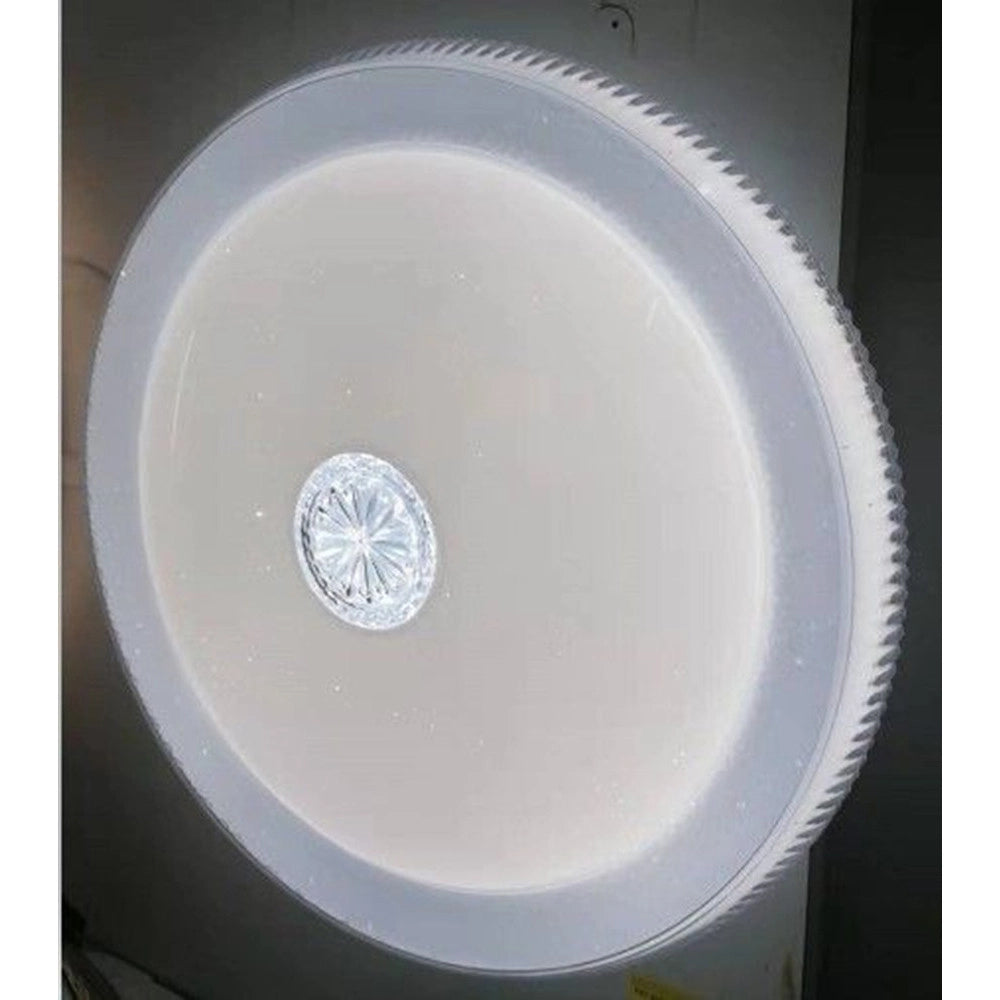Trade Shop - Plafoniera Con Cristallo Centrale Moderno 50 Cm Led Lampadario Luce 6500k 08364 -