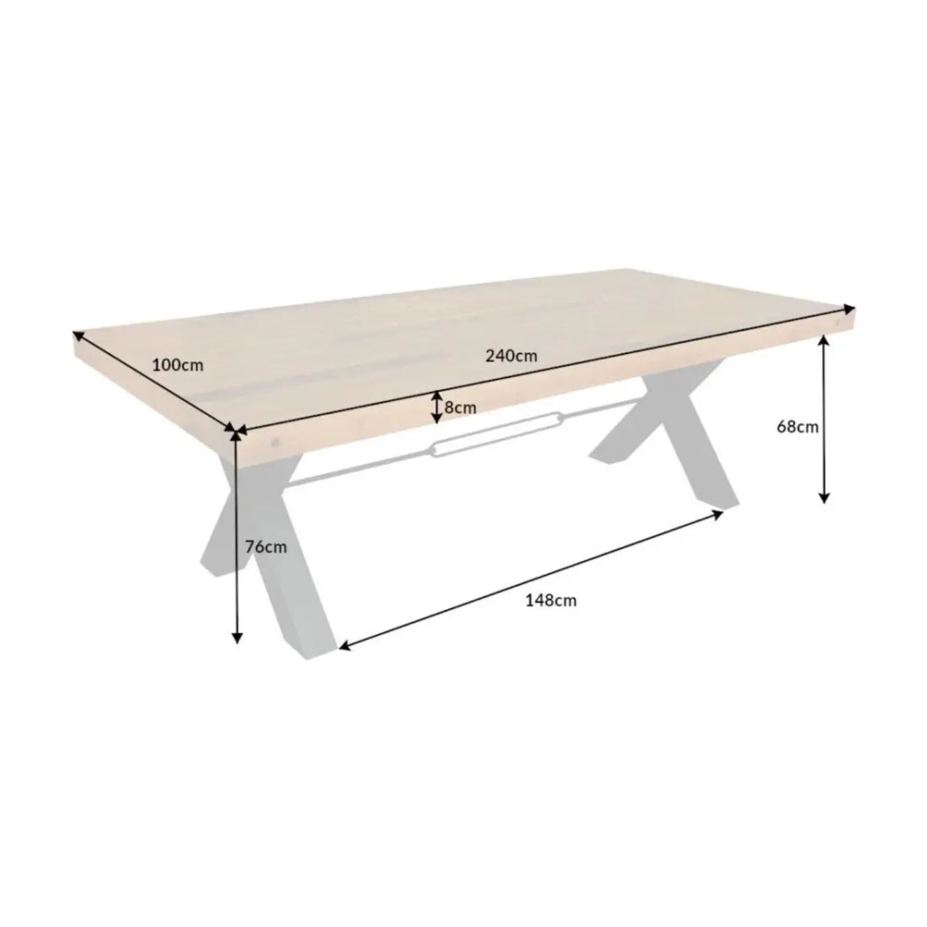 Table CAVARA – Legno di pino riciclato verniciato e metallo nero – 240 cm – Stile industriale
