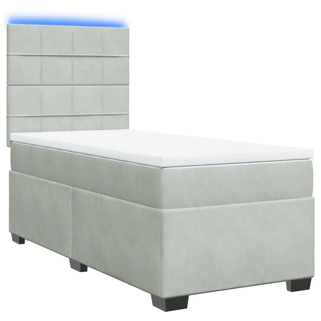 Giroletto a Molle con Materasso Grigio Chiaro 80x200 cm Velluto