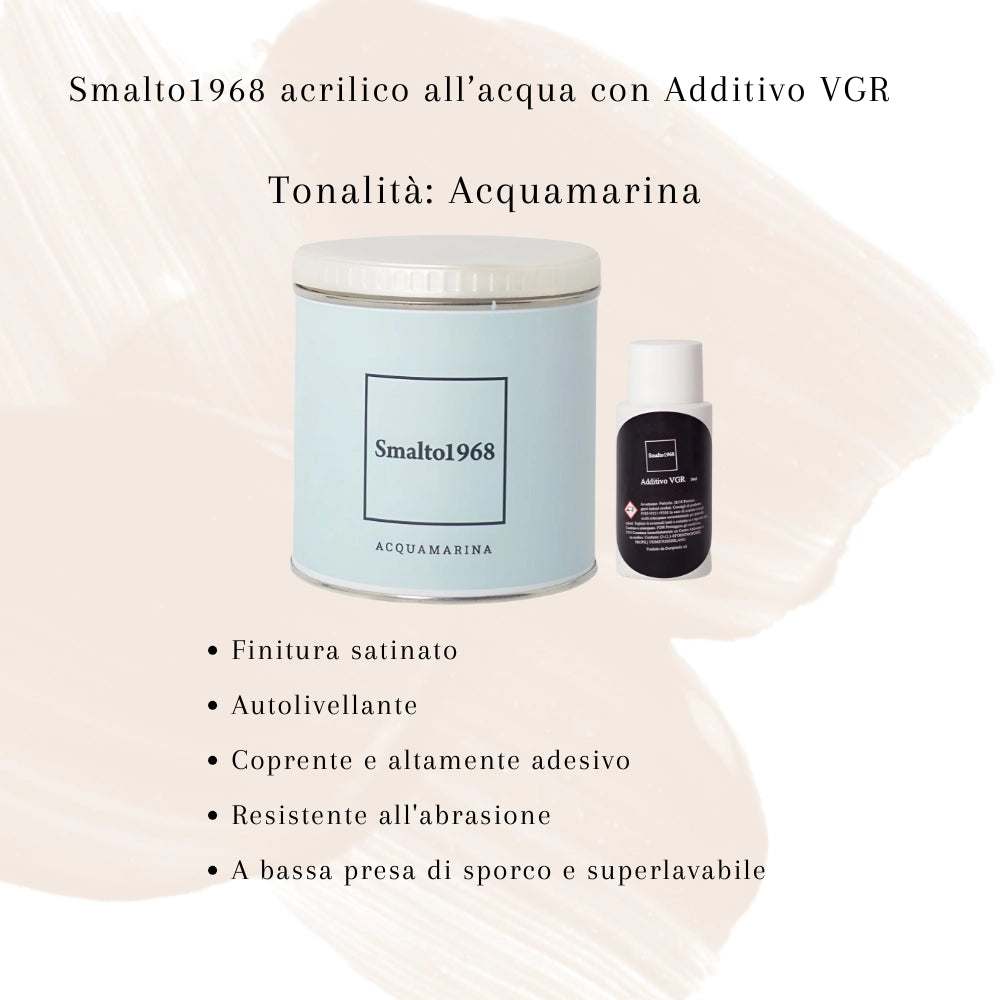 Smalto1968 base acqua vgr piastrelle ceramiche supporti difficili l 0.5 *** colore- acquamarina, confezione 1