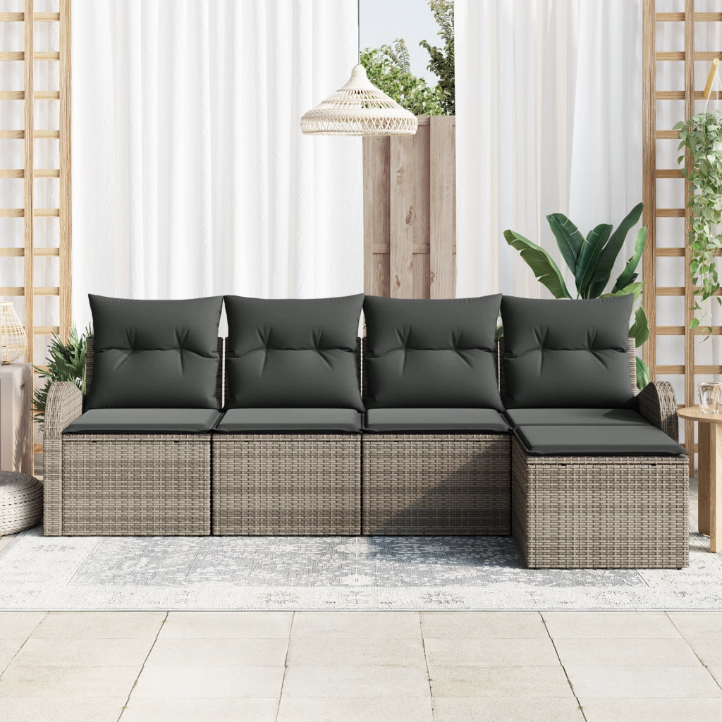 Set di Divani da Giardino con Cuscini Grigi Rattan Sintetico