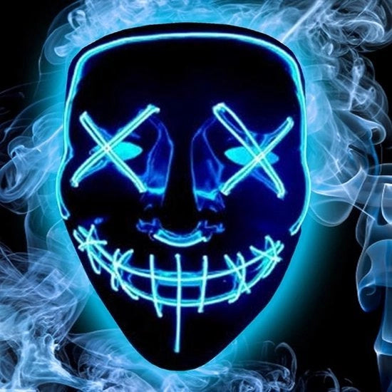Maschera led per Halloween, luce facciale per adulti, 3 modi di lampeggiamento per carnevali, feste mascherate e festeggiamenti di costume