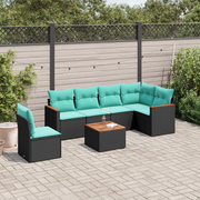 Set Divani da Giardino 7 pz con Cuscini Nero in Polyrattan 3226022