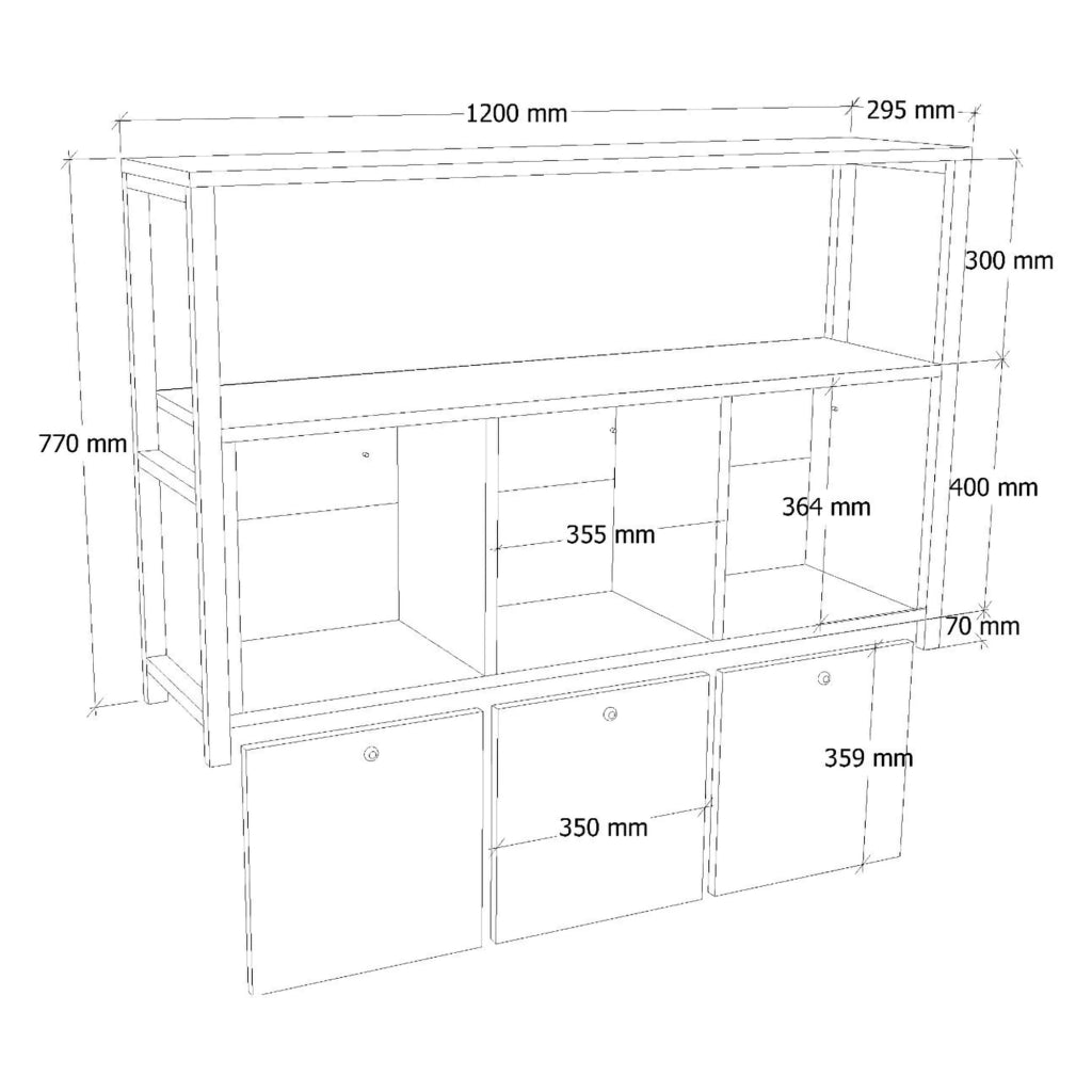 Madia Amiterno, Credenza 4 Vani, 120x30x75h cm Marrone Rovere